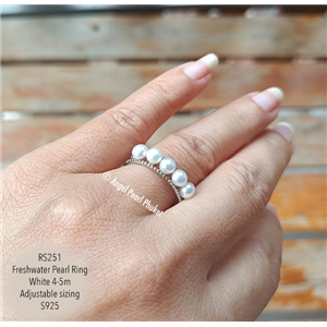 [RS251] แหวนไข่มุกน้ำจืดแท้สีขาว เม็ดจิ๋ว 4-5mm น่ารัก