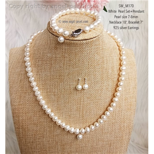 [SW_M170] Genuine White Freshwater Pearl Set with Pendant