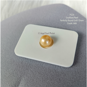 [PG26] ไข่มุกแท้ มุกร่วง Southsea แท้สีทอง ขนาด 10mm, AAA