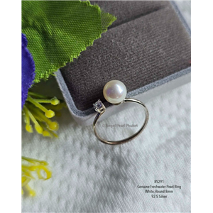 [RS291] แหวนไข่มุกแท้น่ารัก กลมสวย เงาวาว ขนาด 7-8mm