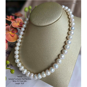 [NW242] สร้อยคอไข่มุกแท้ภูเก็ต สีขาวคลาสสิค 10-11 mm เกรด A+