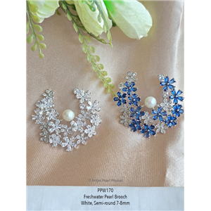 [PPW170] เข็มกลัดไข่มุกแท้สีขาว สวนดอกไม้สวย