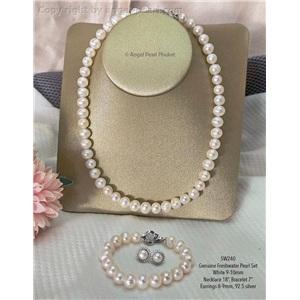 [SW240] ชุดไข่มุกแท้ภูเก็ตสีขาว ขนาด 9-10mm สวยหรูคลาสสิค
