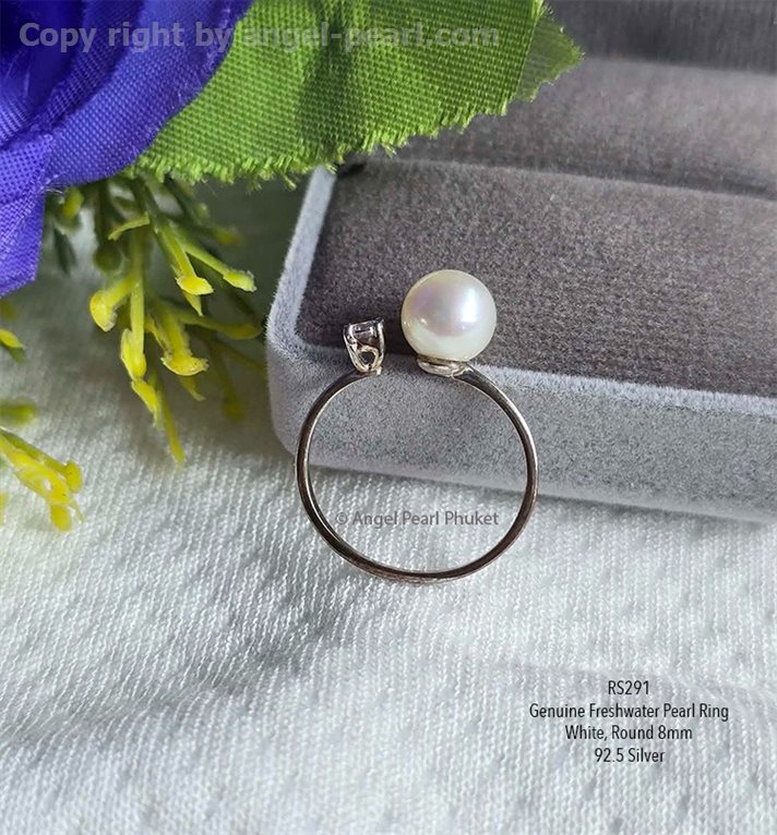 แหวนไข่มุกแท้น่ารัก กลมสวย เงาวาว ขนาด 7-8mm