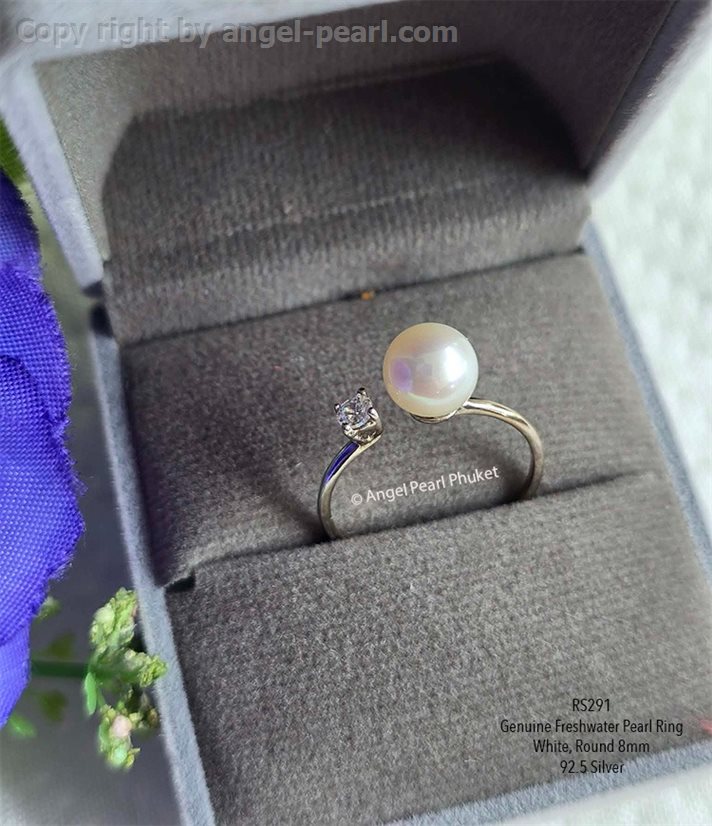 แหวนไข่มุกแท้น่ารัก กลมสวย เงาวาว ขนาด 7-8mm