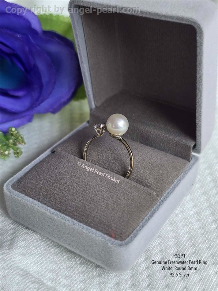 แหวนไข่มุกแท้น่ารัก กลมสวย เงาวาว ขนาด 7-8mm