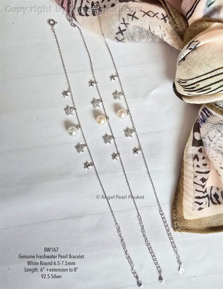 สร้อยข้อมือไข่มุกแท้ flower star เรือนเงินแท้ 925