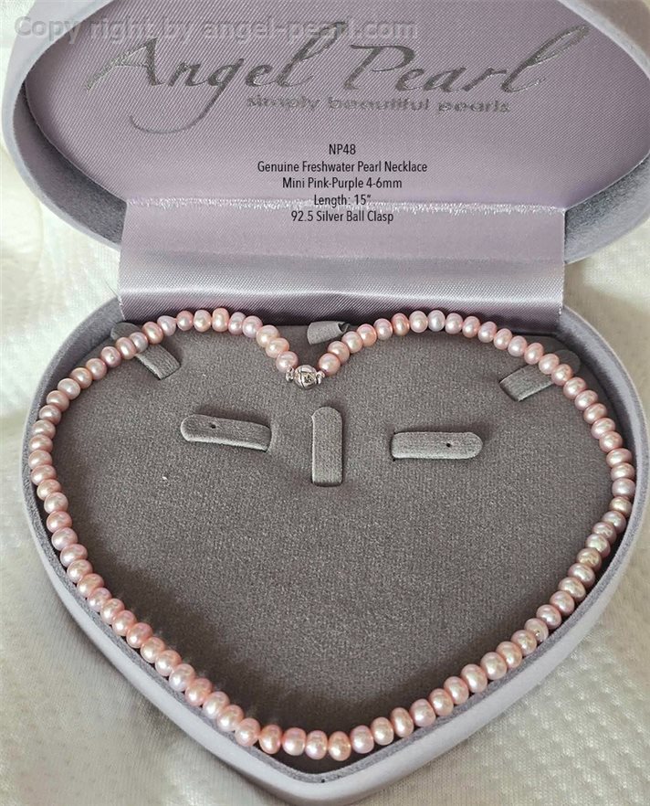 สร้อยคอไข่มุกแท้สีชมพู Mini 4-6mm ยาว 15