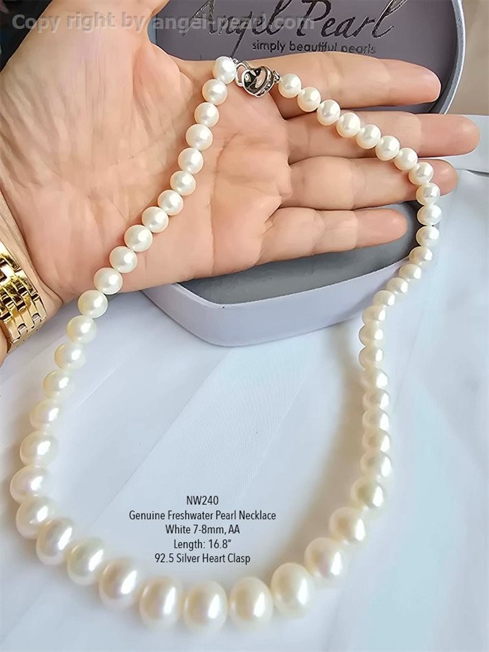 สร้อยคอไข่มุกแท้ภูเก็ต สีขาวคลาสสิค 7-8mm เกรด AA