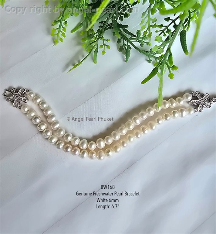 สร้อยข้อมือไข่มุกแท้สองสาย 6mm