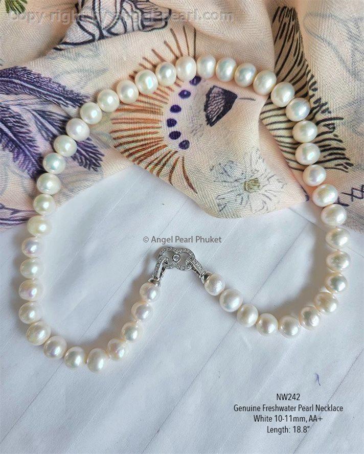 สร้อยคอไข่มุกแท้ภูเก็ต สีขาวคลาสสิค 10-11 mm เกรด A+