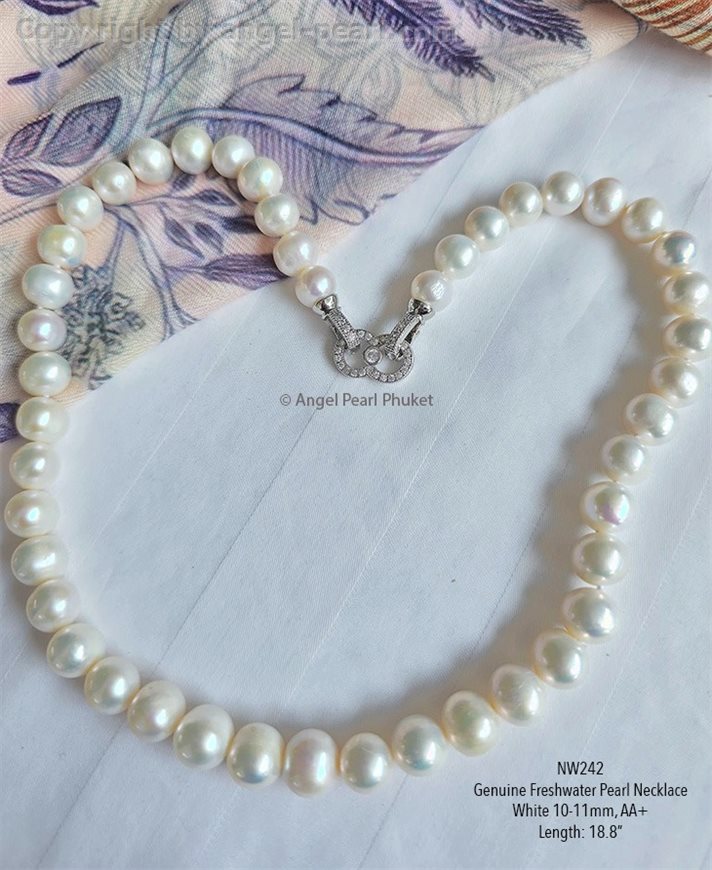 สร้อยคอไข่มุกแท้ภูเก็ต สีขาวคลาสสิค 10-11 mm เกรด A+