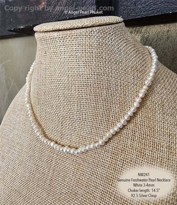 สร้อยคอไข่มุกแท้ภูเก็ต สีขาว Mini 3-4mm