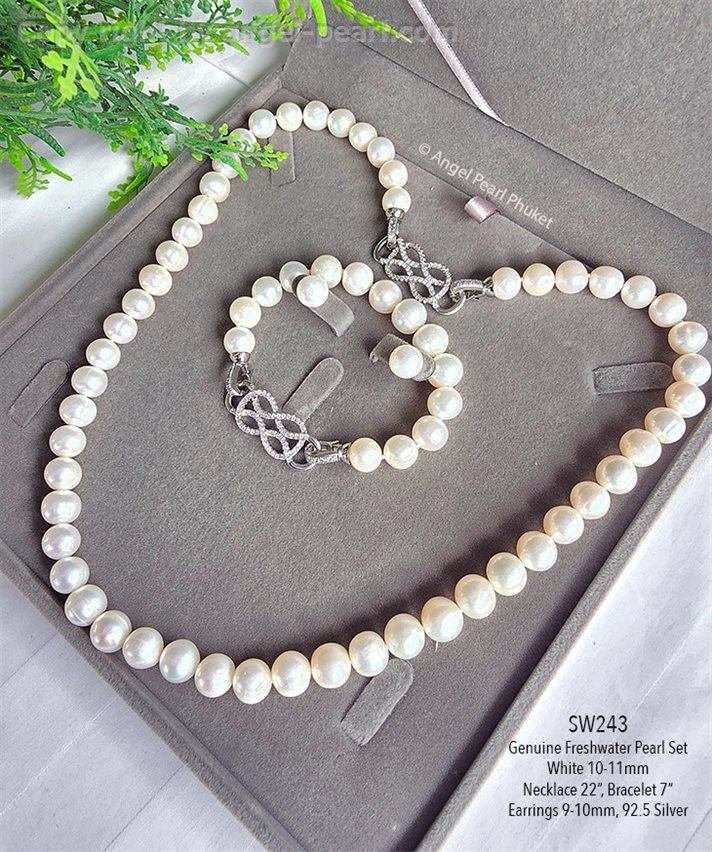 ชุดไข่มุกแท้ภูเก็ตสีขาว 10-11mm 