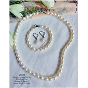 ชุดเครื่องประดับไข่มุกแท้ภูเก็ตสีขาว ทรงหยดน้ำ 8-9mm